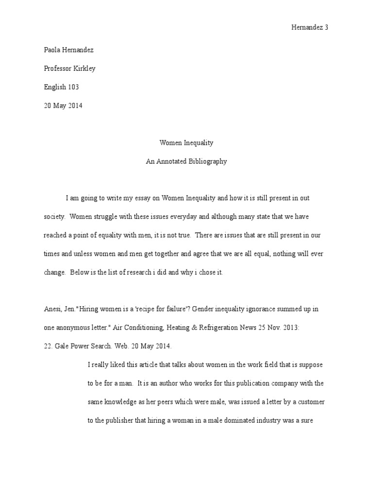 Annotated bibliography on gender inequality image