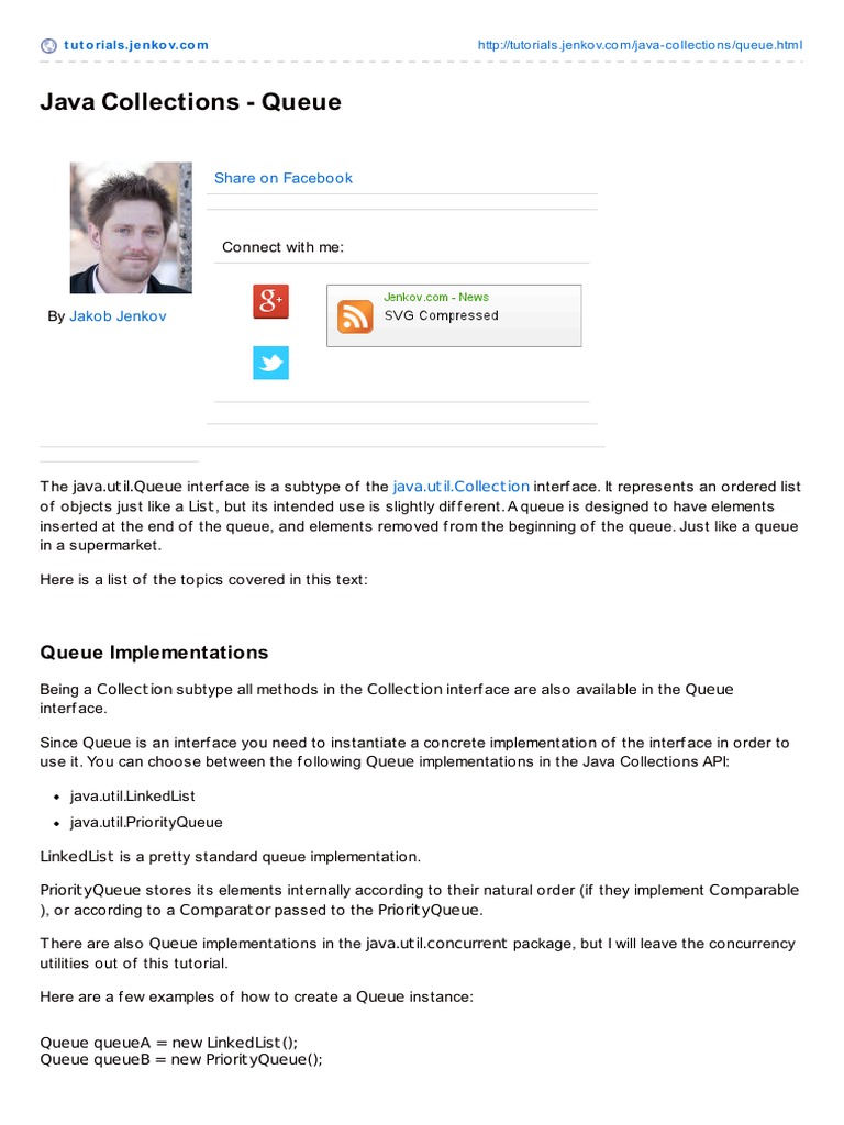 Java Collections Queue | PDF | Queue (Abstract Data Type) | Information ...