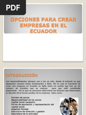 Opciones Para Crear Empresas En El Ecuador Empresa De