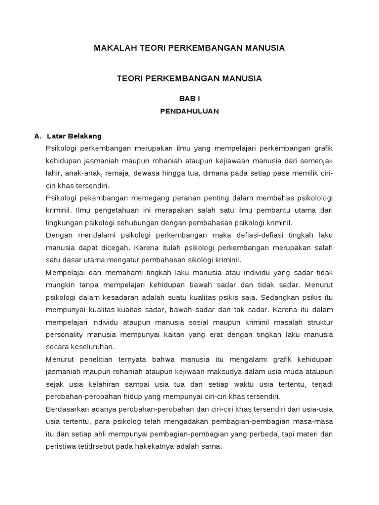 Makalah Teori Perkembangan Manusia