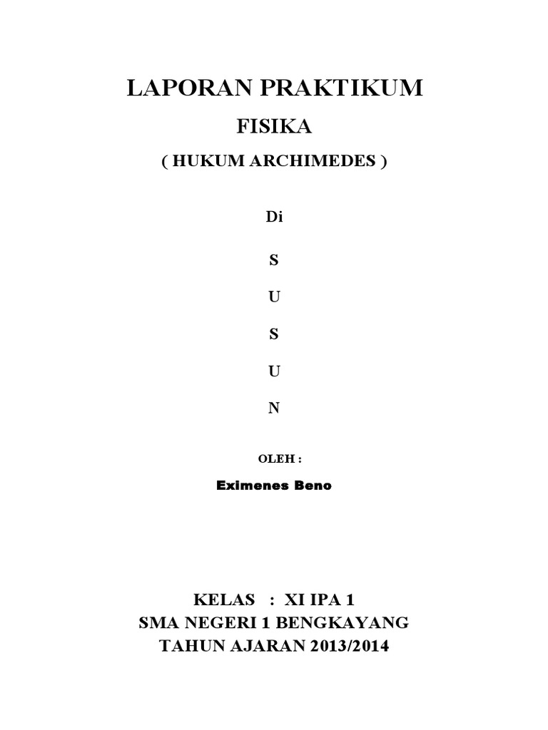 Laporan Praktikum Fisika ( Hukum Archimedes )