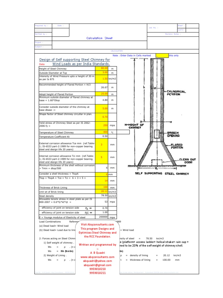 Design of Steel Chimney and Rcc Foundation as Per Indian Code 22052014