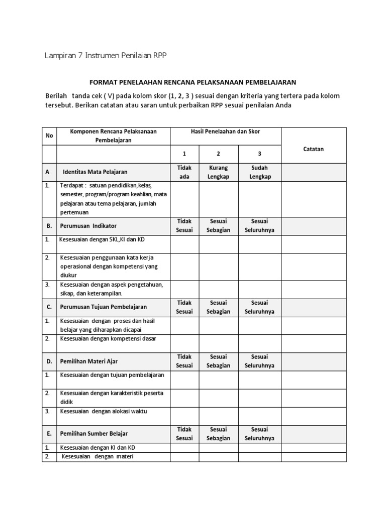Lampiran 7 Instrumen Penilaian RPP