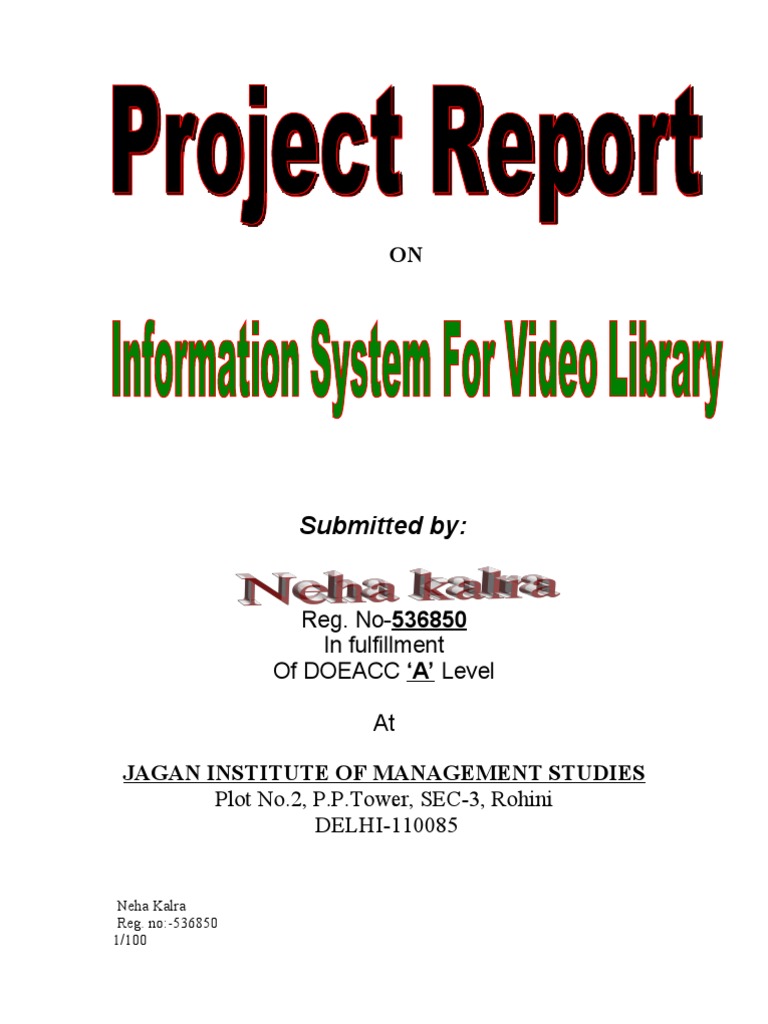 Video Libray System Neha 536850 | PDF | Business Process | Software