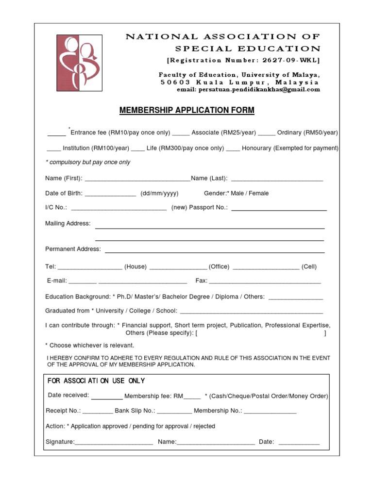 Special Education Membership Application | PDF