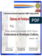 Certificado Curso Fortalecimiento de Metodologia Crediticia