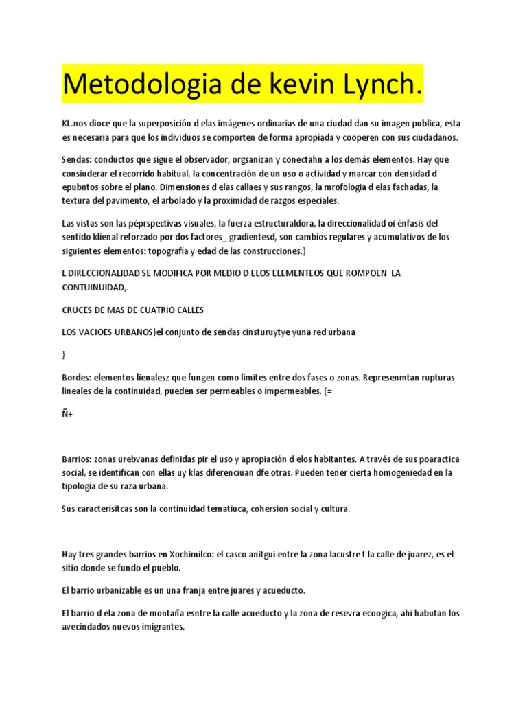 Metodología de Kevin Lynch para el análisis de la imagen urbana | PDF
