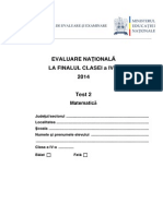 Evaluare Naţională Clasa A IV-a Matematica Test 2