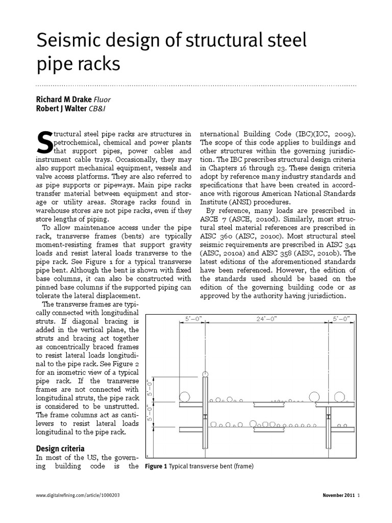 Seismic Design of Structural Steel Pipe Racks Civil Engineering