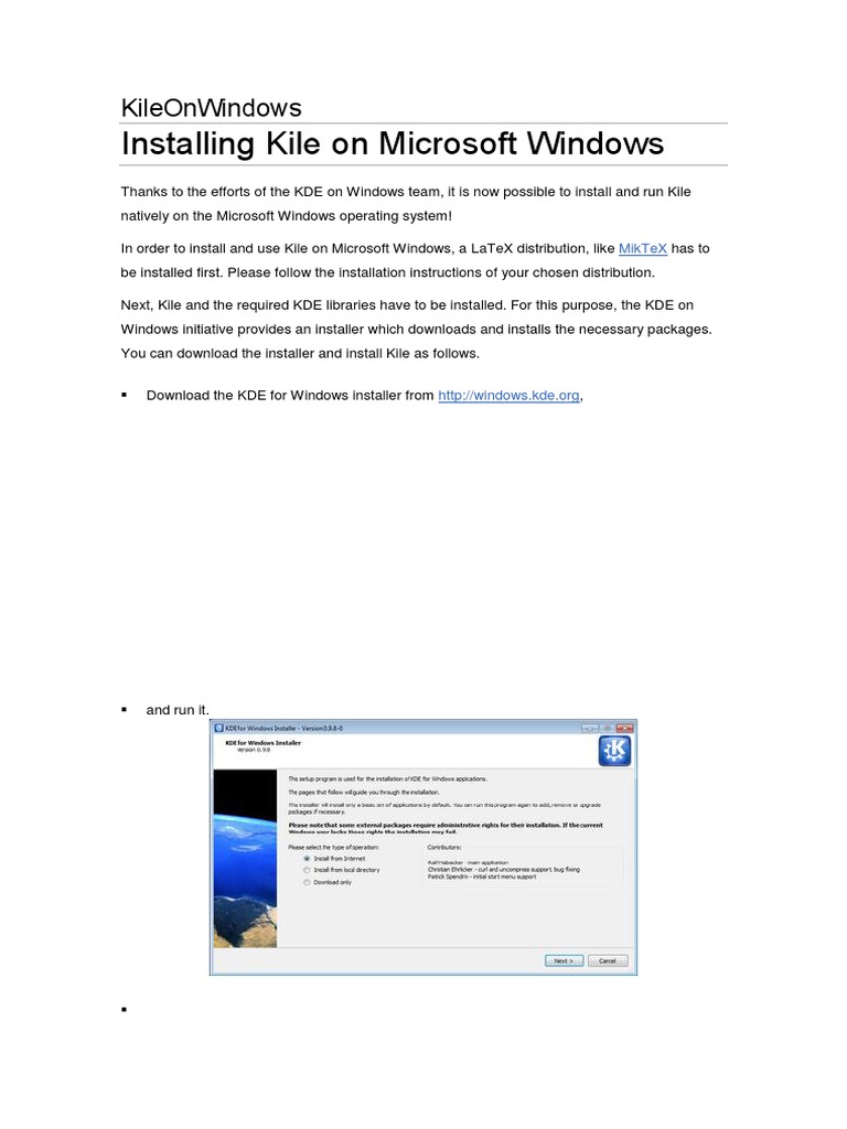 Installing Kile on Windows | PDF | Installation (Computer Programs ...