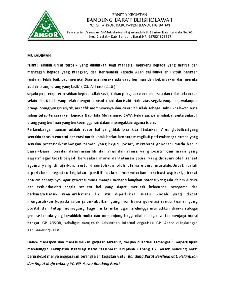 Proposal Pelantikan Ansor