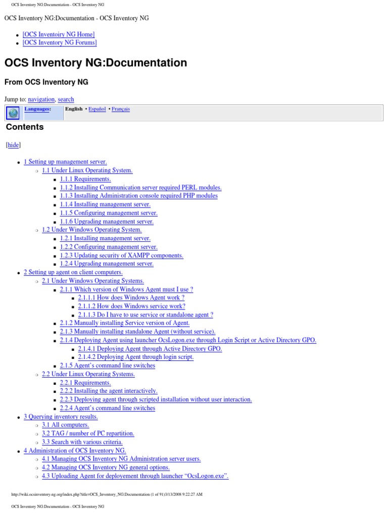 OCS Inventory NG Documentation Guide | PDF | Web Server | Internet & Web