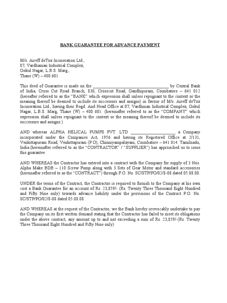 Bank Guarantee Guarantee Common Law