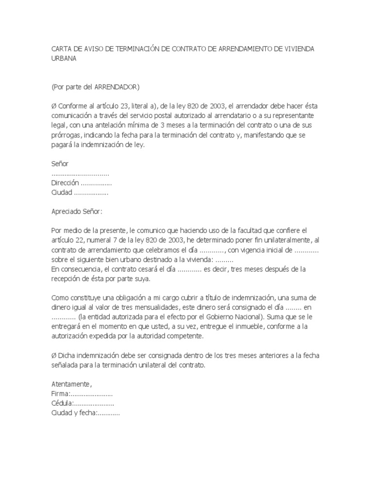 Carta De Aviso De Termino De Contrato Beneficios - Quotes 