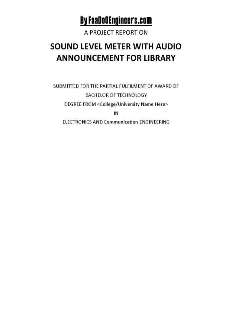 Project-Sound Level MetSOUND LEVEL METER Er With Audio Announcement For ...