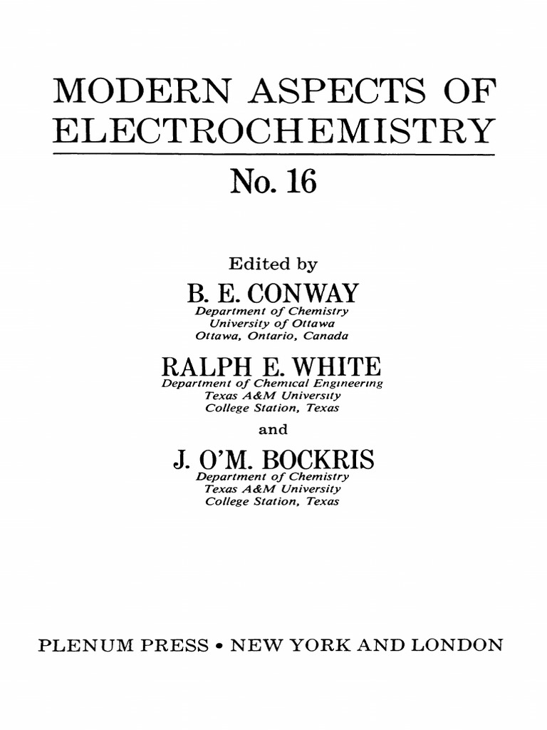Modern Aspects Of Electrochemistry No 16 B E Conway Pdf Sphere Crystal Structure