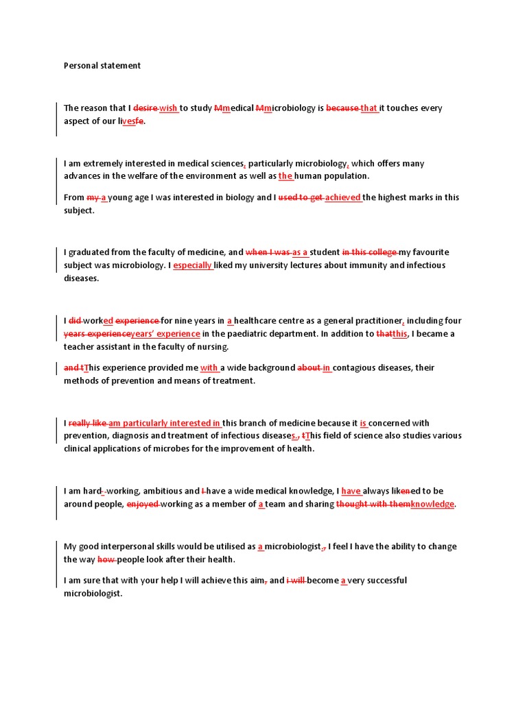 microbiology personal statement sample