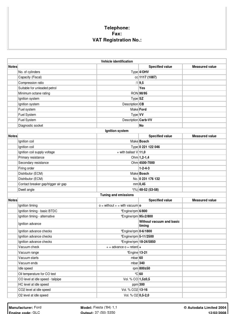 Telephone: Fax: VAT Registration No. | PDF | Ignition System | Motor Oil