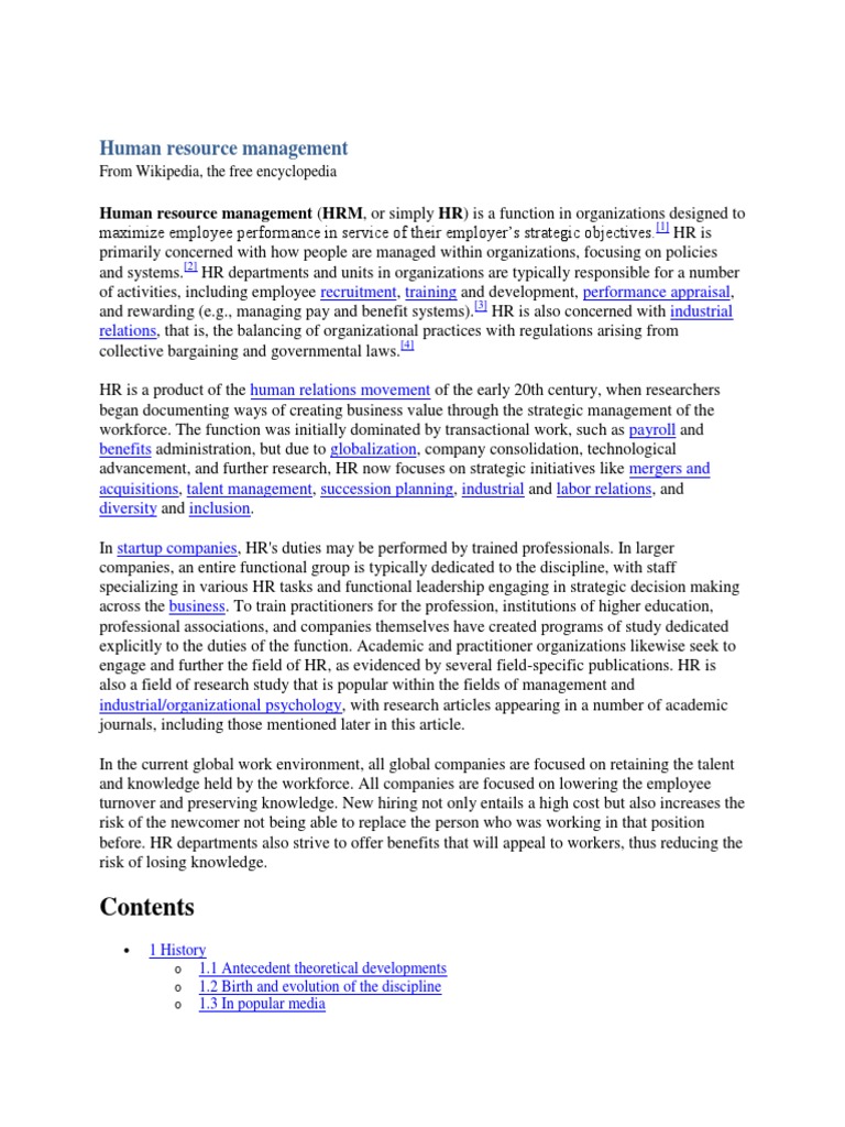 Human Resource Management: Human Resource Management (HRM, or Simply HR ...
