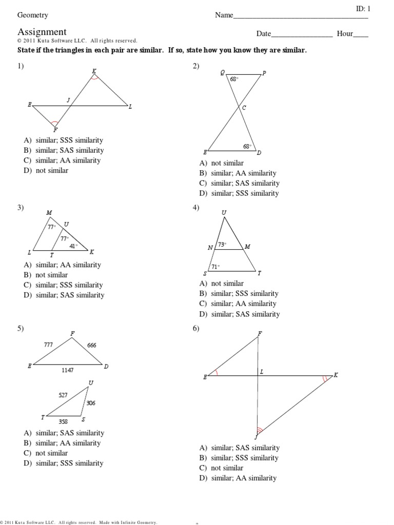 similarity criteria common core geometry homework answers