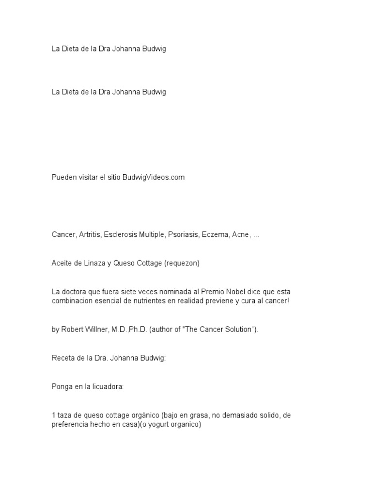 La Dieta Budwig Pdf Dieta Petróleo