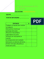 Lista de Cotejo para Evaluar La Cancion en Songsmith