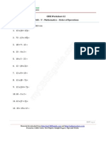 CBSE Worksheet-12 CLASS - V - Mathematics - Order of Operations