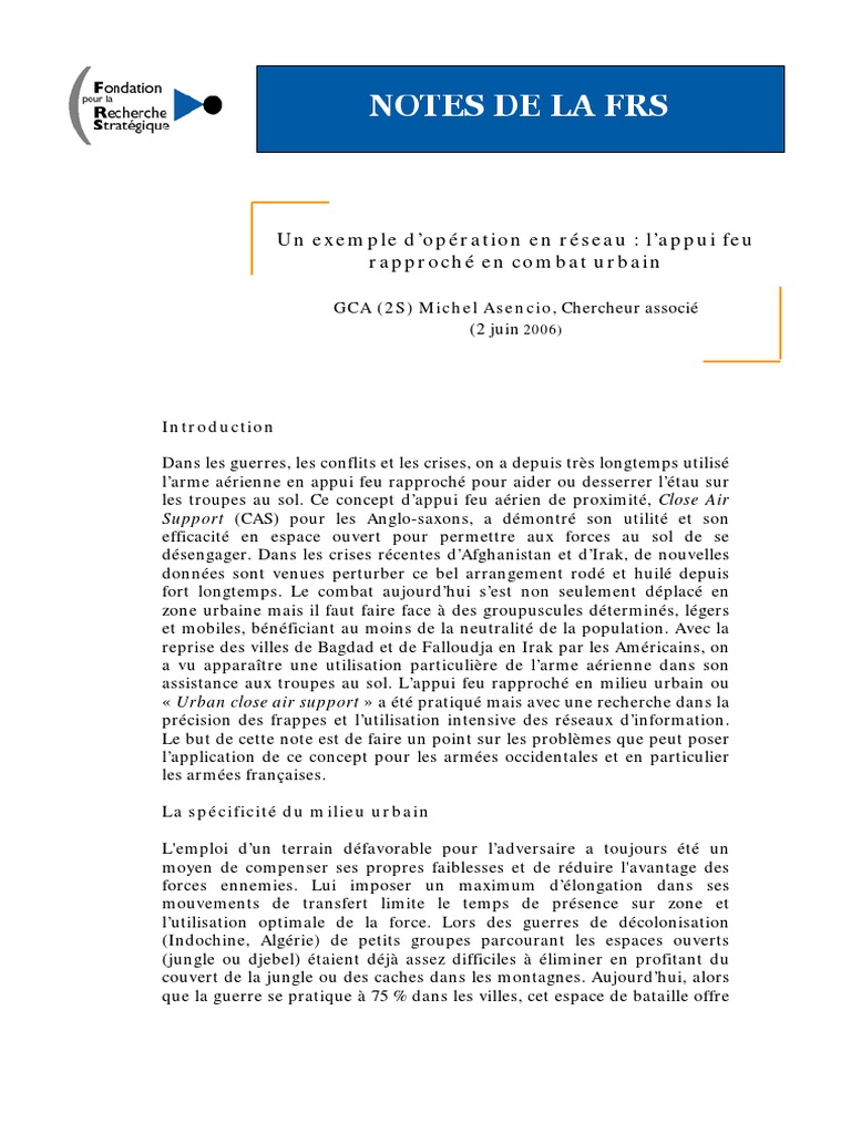 Appui Feu Rapproché en Combat Urbain | PDF | Appui aérien rapproché ...
