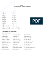 2 Lista de Exercícios - Integrais Indefinidas