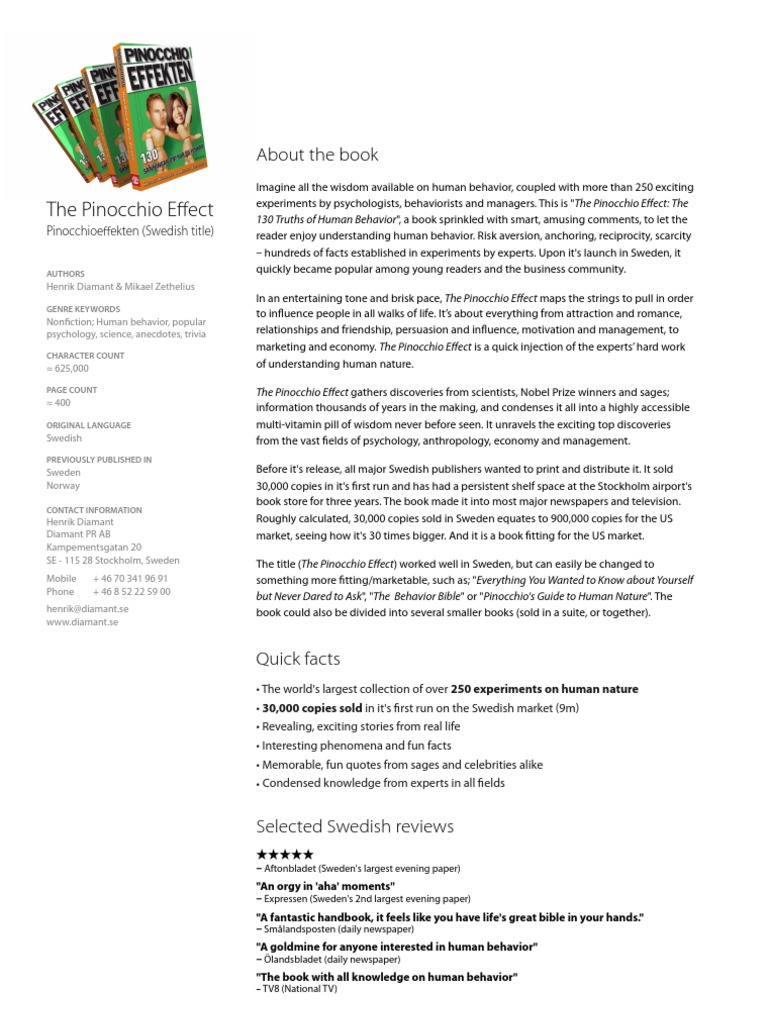 The Pinocchio Effect: Insights on Behavior | PDF | Sweden | Psychology