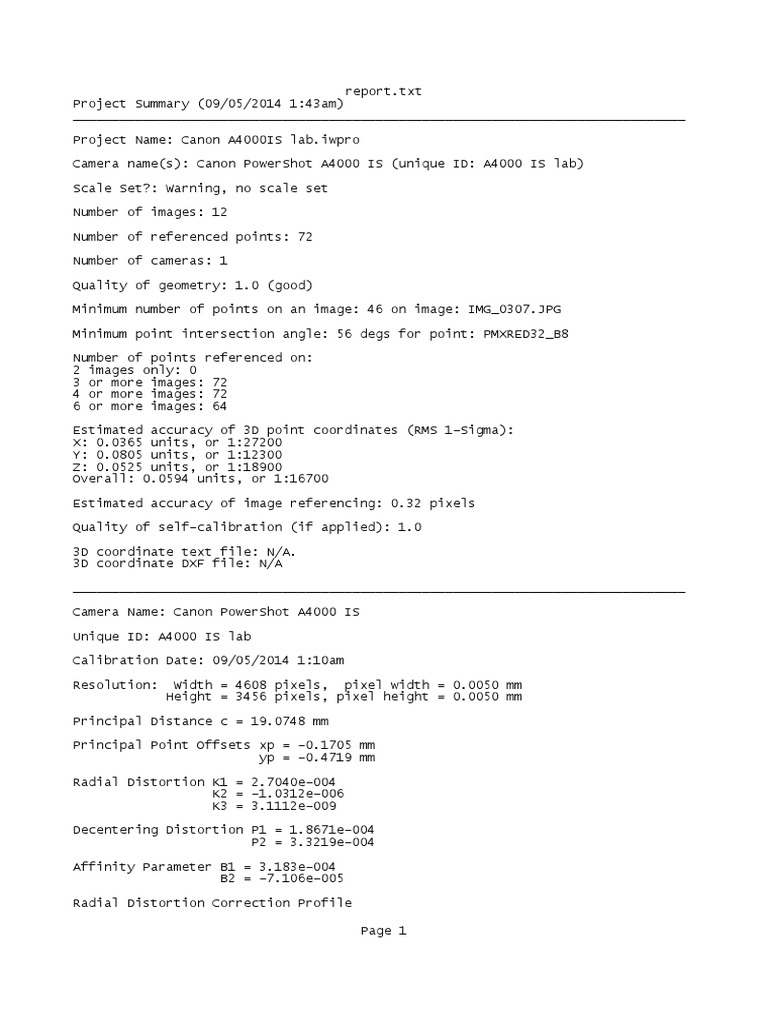 Camera Calibration Report PDF Optics Scientific Modeling