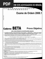 Exame OAB 2008-1 Prova Objetiva - Caderno Beta