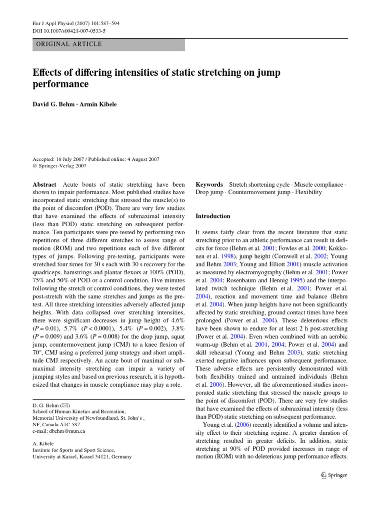 Effect of Different Intensities of Static Stretching On Jump ...