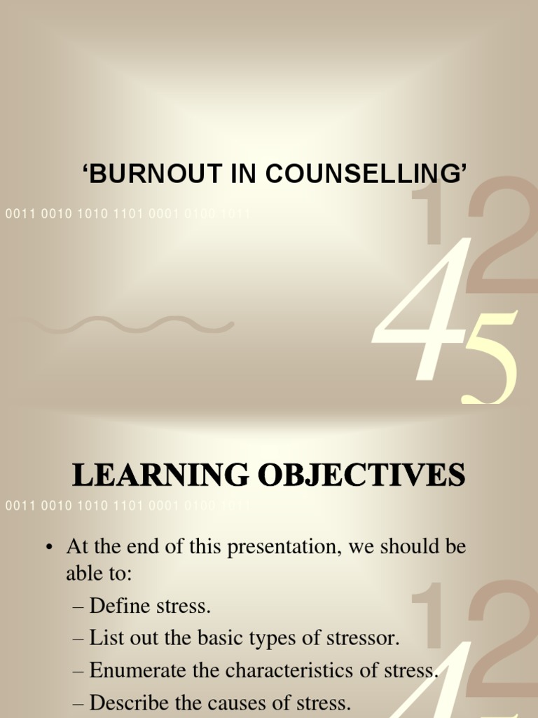 Understanding Counselor Burnout | PDF | Occupational Burnout | Stress ...