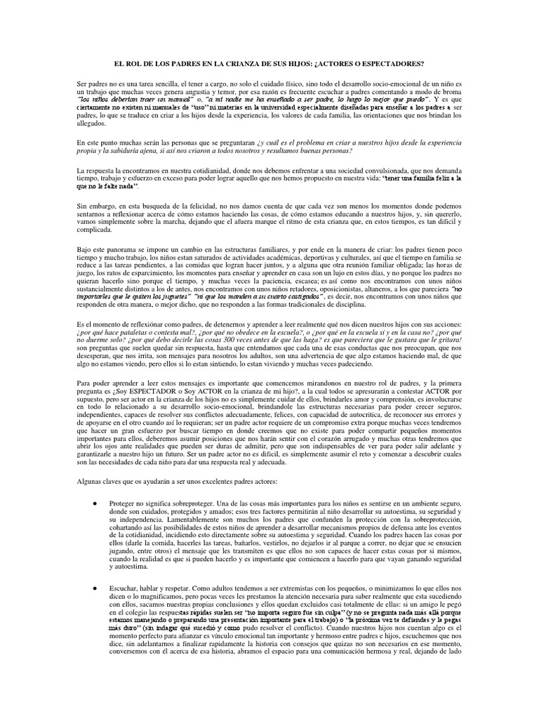 El Rol de Los Padres en La Crianza de Sus Hijos | PDF | Familia | Mujer