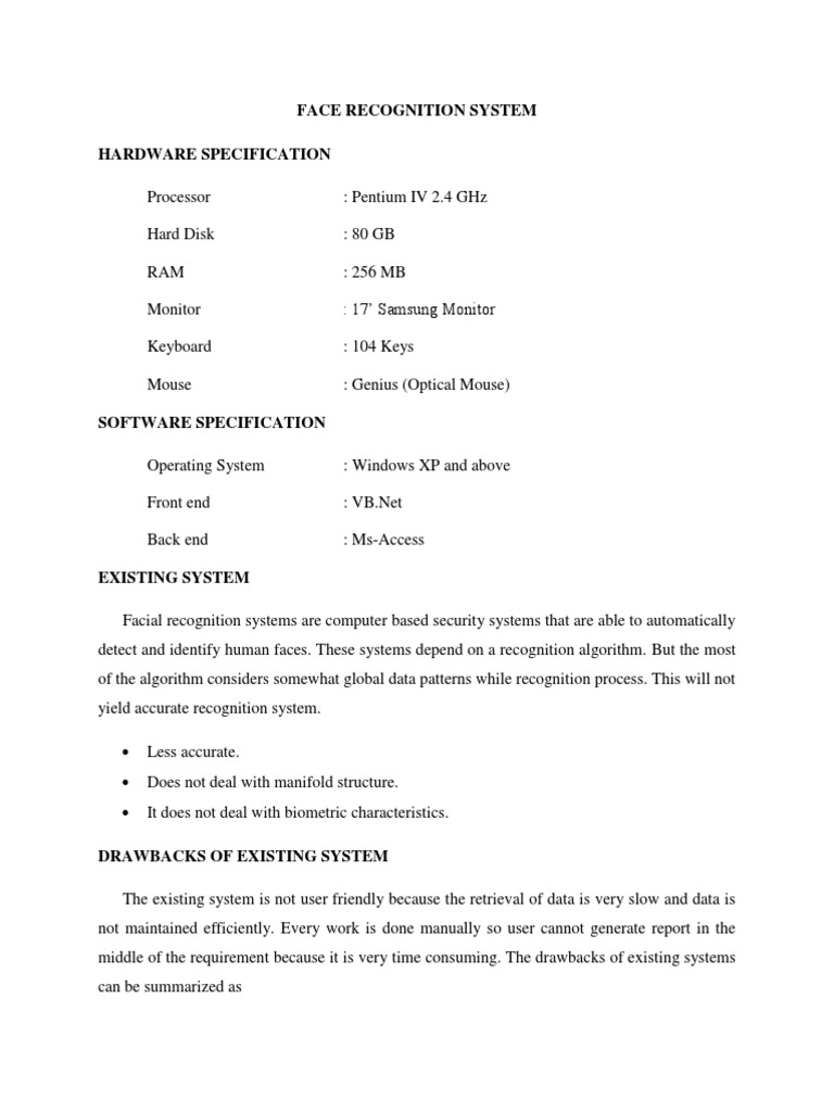 Face Recognition System Overview | PDF | Principal Component Analysis ...