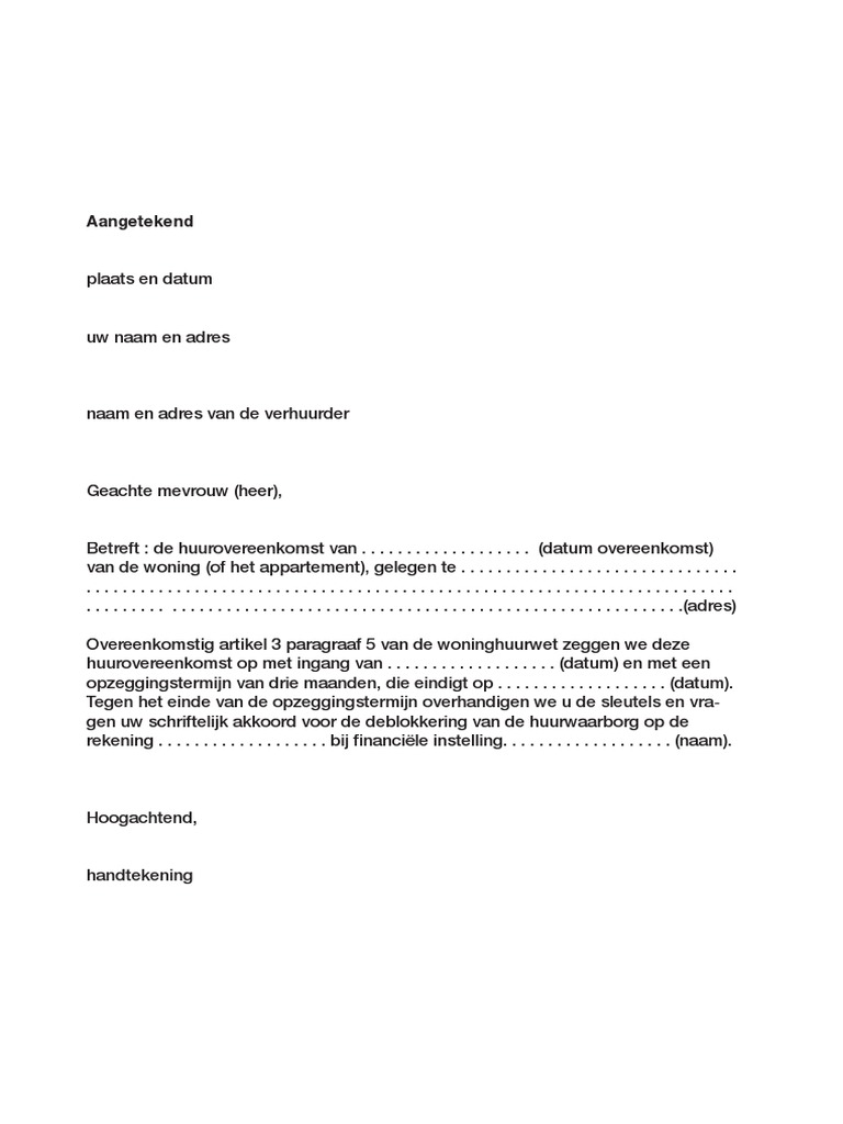 Hoe Kunt U de Huur Opzeggen Wanneer Het Contract Afloopt PDF