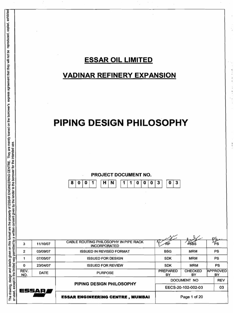 Refinery Piping Design Philosophy | PDF | Pipe (Fluid Conveyance ...