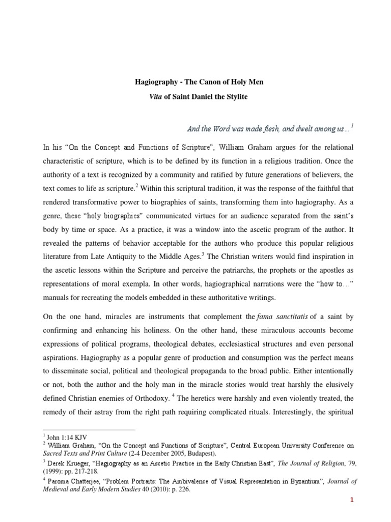 Hagiography and Saint Daniel's Vita | PDF | Asceticism | Icon