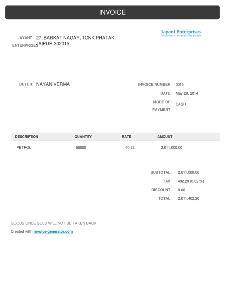 Invoice 0015 | PDF