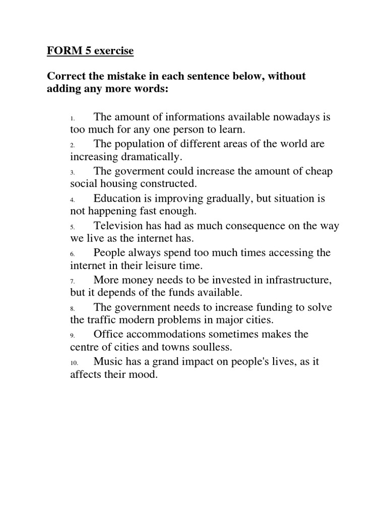 Correct the Mistake in Each Sentence (F5)