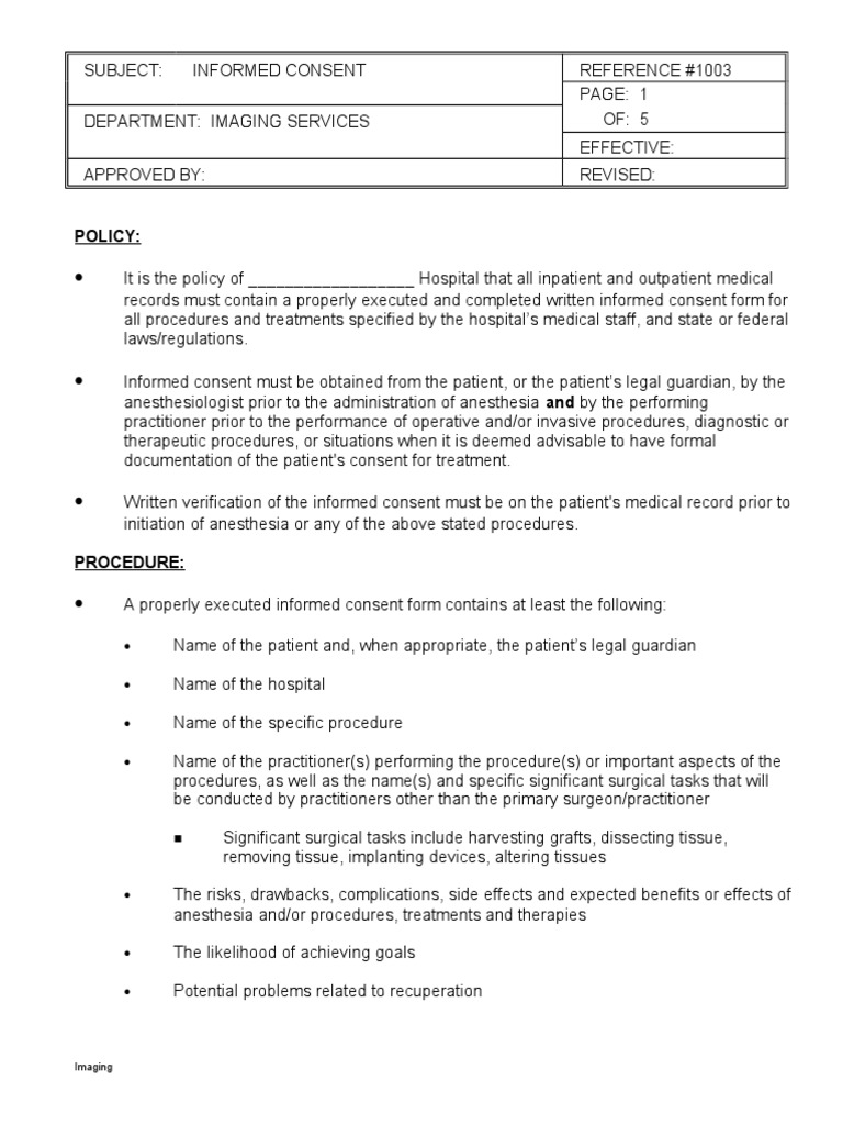 1003 - Informed Consent | PDF | Informed Consent | Anesthesiologist