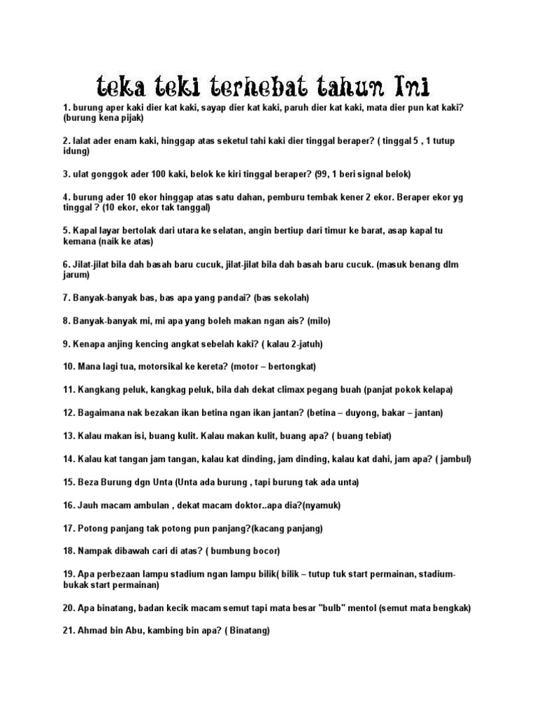 Koleksi Teka Teki Baru Pdf