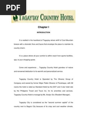 Hotel Practicum Report_Tagaytay Country Hotel Chap. 1&2