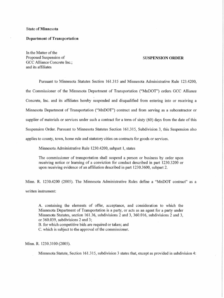 GCC Alliance Suspension Order 05 15 14(1) Price Fixing