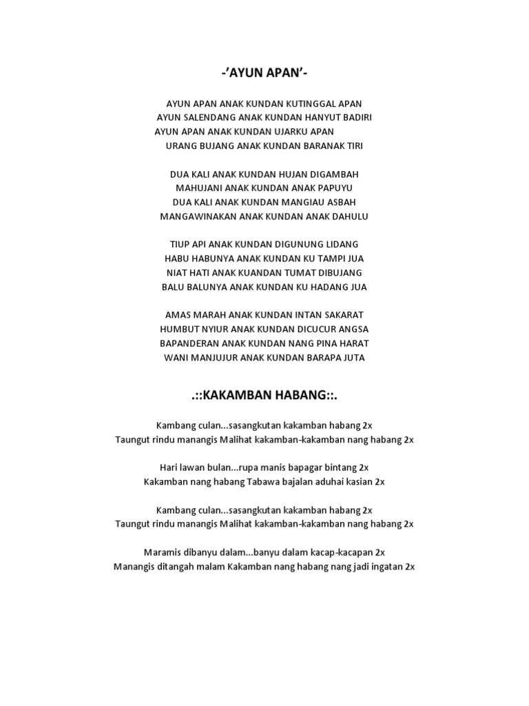 lirik lagu banjar lihat