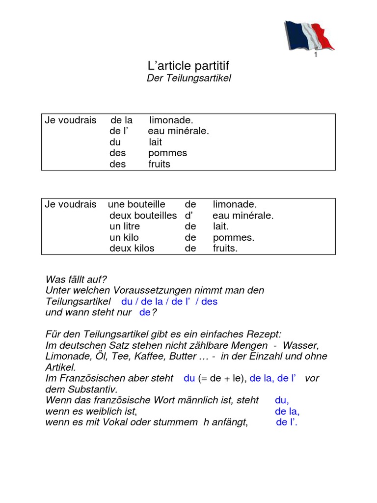 L'article Partitif | PDF