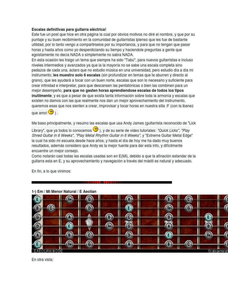Escalas Definitivas para Guitarra Eléctrica | PDF | Escala (música ...