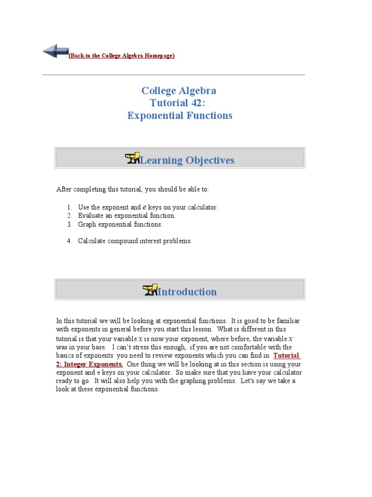 Back To The College Algebra Homepage 42 | PDF