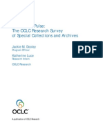 Taking Our Pulse:
The OCLC Research Survey
of Special Collections and Archives